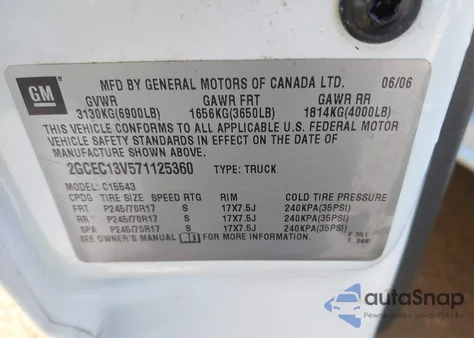 2007 Chevrolet Silverado C1500 Classic Crew Cab from USA, damaged, VIN 2GCEC13V571125360